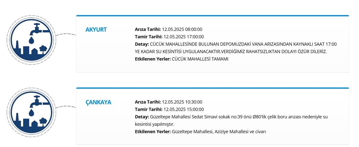 ASKİ 12 Mayıs su kesintisi: Ankara’da sular ne zaman gelecek?