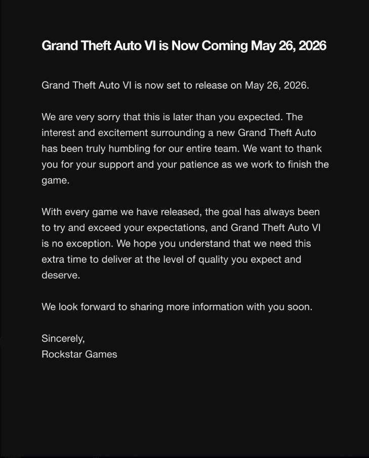 GTA 6 ne zaman çıkacak, ertelendi mi? Rockstar Games’ten GTA 6 çıkış tarihi açıklaması