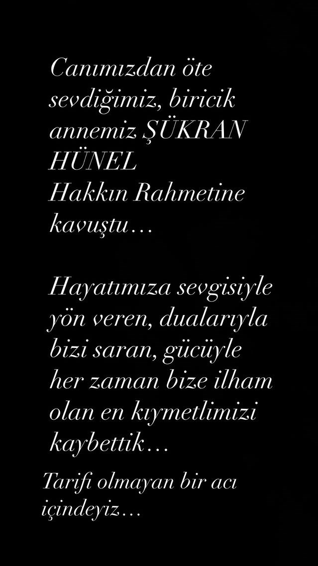 Aslı Hünel’in annesi hayatını kaybetti