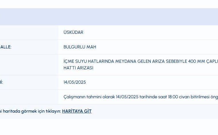 İSKİ su kesintisi 14 Mayıs kesinti programı: Üsküdar ve Ümraniye’de sular ne zaman gelecek?