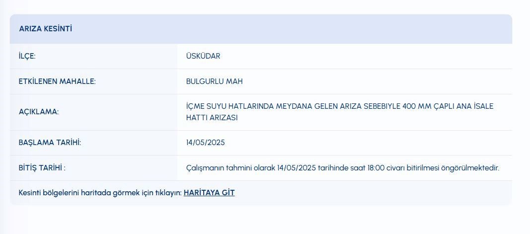 İSKİ su kesintisi 14 Mayıs kesinti programı: Üsküdar ve Ümraniye’de sular ne zaman gelecek?