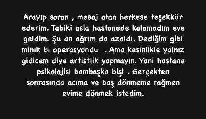 Zeynep Koçak ameliyat oldu: Hemen eve geldim