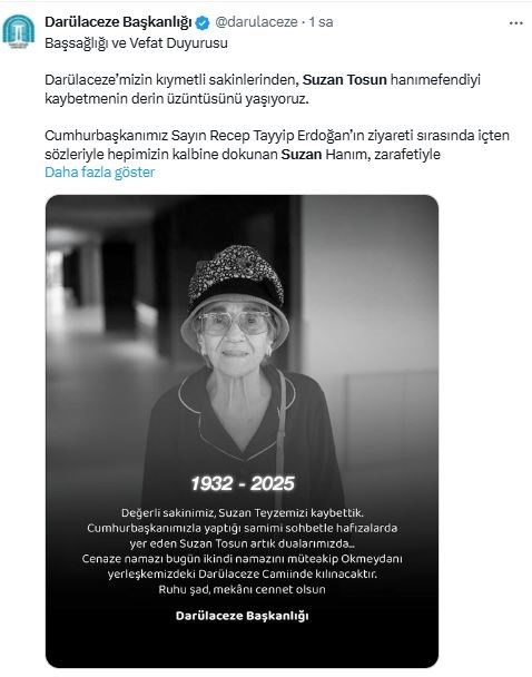 Cumhurbaşkanı Erdoğan “Kimsesiz değilsin, biz varız” demişti: Suzan Tosun hayatını kaybetti