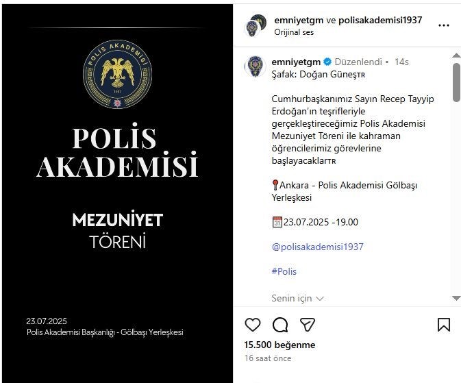 Polis Akademisi Mezuniyet töreni 2025 ne zaman, saat kaçta?