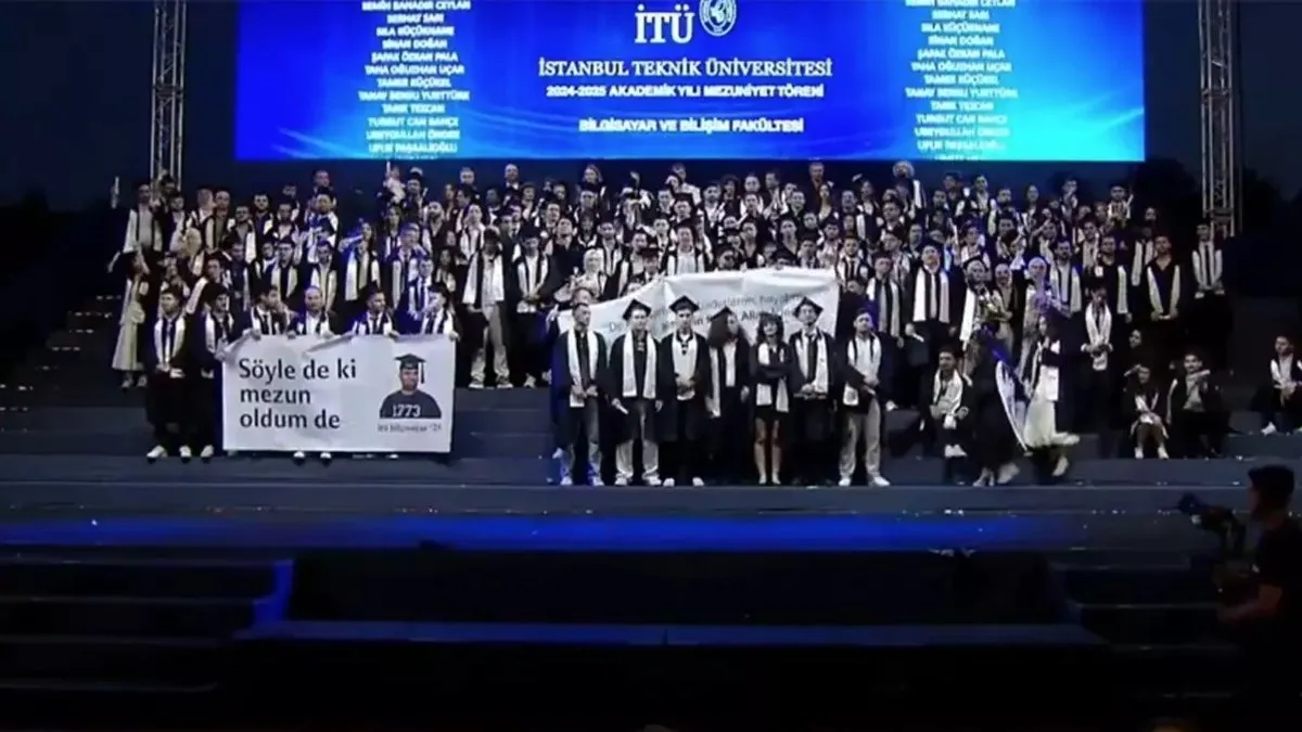 İstanbul Teknik Üniversitesi mezuniyet töreninde skandal: En’âm Suresi ayetin yazılı olduğu pankartın açılmasını engellediler!